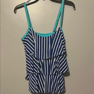 Beach House size 10 Striped Blue and White Women's Tankini